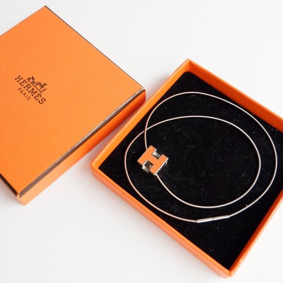 Authentic Preowned Hermes Orange Mini Pop H Necklace - Picture 2 of 6